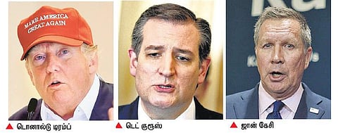 அமெரிக்க குடியரசு கட்சி அதிபர் வேட்பாளர் தேர்தல்: டிரம்பை தடுக்க 2 வேட்பாளர்கள் கூட்டணி