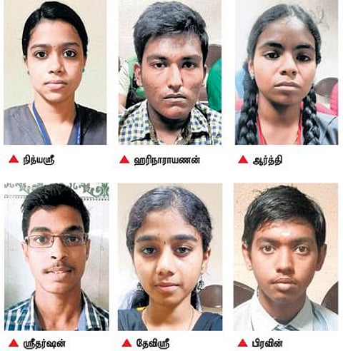 காஞ்சிபுரம் மாவட்ட அளவில் முதல் 3 இடங்களை பிடித்த 6 மாணவ, மாணவிகள்