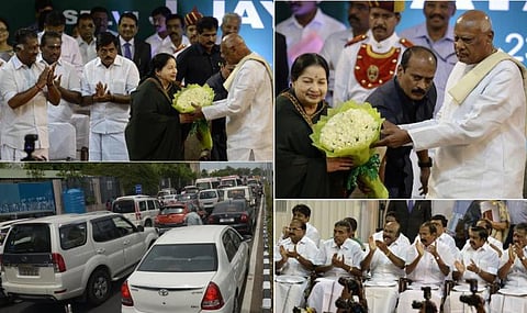 பேனர்கள் இல்லை, போக்குவரத்து பாதிப்பு - ஜெ. பதவியேற்பு விழாவின் 10 துளிகள்