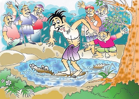 சித்திரக்கதை - பயந்தாங்கொள்ளியின் வீரன் வேஷம்!