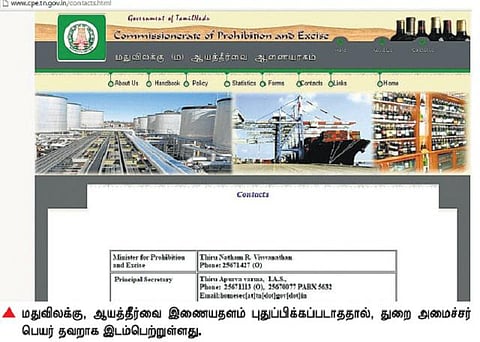 மதுவிலக்கு மற்றும் ஆயத்தீர்வை ஆணையரக இணையதளம் புதுப்பிக்கப்படாததால் தகவல் தேடுவோருக்கு ஏமாற்றம்
