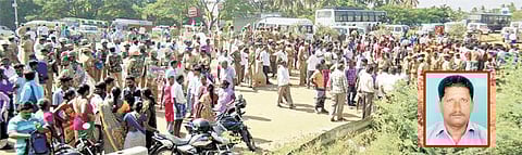 கைதி மரணத்தால் சோழவரம் அருகே பதற்றம்: சாலை மறியல்; பஸ் கண்ணாடி உடைப்பு