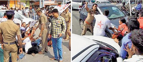 ரூபாய் நோட்டு தட்டுப்பாட்டை கண்டித்து ஆர்ப்பாட்டம் செய்தவர்கள் மீது போலீஸ் தடியடி: மேடவாக்கத்தில் மறியல், போக்குவரத்து பாதிப்பு