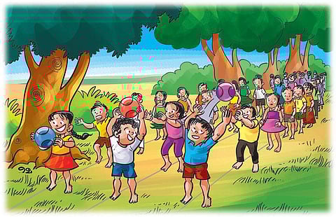 தினுசு தினுசா விளையாட்டு: மேலே பந்து கீழே பந்து