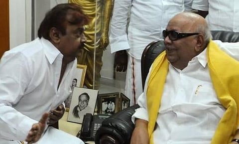 இந்தியாவின் மூத்த அரசியல் தலைவர் கருணாநிதிதான்: விஜயகாந்த் வாழ்த்து