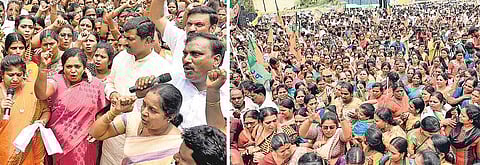 பூரண மதுவிலக்கு அமல்படுத்த கோரி கோட்டை நோக்கி பாஜக பேரணி: சென்னை, திருவள்ளூர், காஞ்சிபுரம் மாவட்டங்களைச் சேர்ந்த நூற்றுக்கணக்கான பெண்கள் பங்கேற்பு