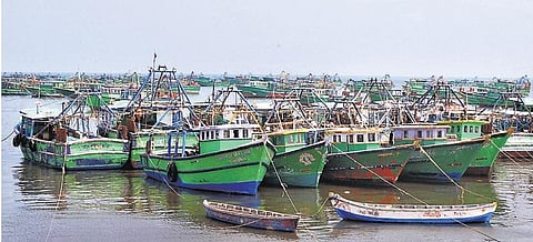 இலங்கை அரசின் புதிய சட்டத்தை கண்டித்து ராமேசுவரம் விசைப்படகு மீனவர்கள் வேலைநிறுத்தம்: 800-க்கும் மேற்பட்ட விசைப்படகுகள் மீன்பிடிக்க செல்லவில்லை