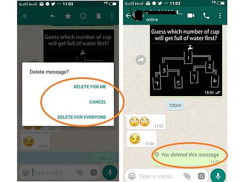 வாட்ஸ் அப்பில் டெலிட் வசதி அறிமுகம்: ஆனால் 7 நிமிடம்தான் அவகாசம்