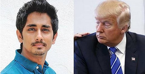 அமெரிக்க அதிபர் ட்ரம்ப்பை ட்விட்டரில் கிண்டல் செய்த சித்தார்த்
