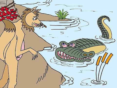 கதை: முதலை மீது சவாரி