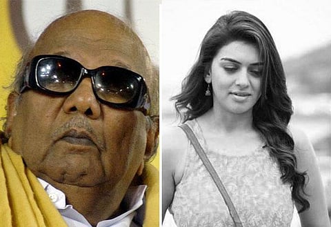 நமது தேசம் கண்ட சிறந்த தலைவர்களில் ஒருவர் கருணாநிதி: ஹன்சிகா புகழாஞ்சலி