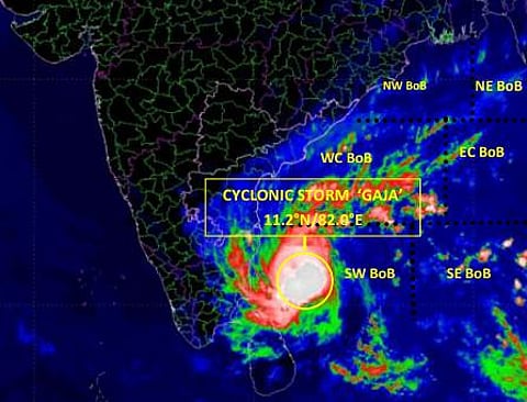 22 கிலோ மீட்டர் வேகத்தில் பயணிக்கும் ‘கஜா’ புயல்; 20 செ.மீ. மழை பெய்யும்: இந்திய வானிலை மையம் எச்சரிக்கை