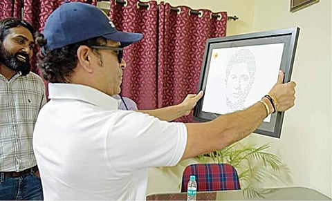 சச்சின் ரசித்த சந்தோஷ் ஓவியம்