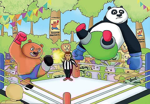 கதை: கரடிகளின் குத்துச்சண்டை!