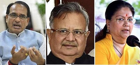 எதிர்க்கட்சித் தலைவராக விரும்பாத பாஜகவின் 3 முன்னாள் முதல்வர்கள்: சிவராஜ் சிங், ராமன் சிங், வசுந்தரா தேசிய துணைத்தலைவர்களாக தேர்வு