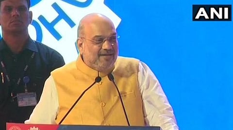 மத்திய உள்துறை அமைச்சர் அமித் ஷா முதலீட்டாளர்கள் மாநாட்டில் பேசிய காட்சி : படம் ஏஎன்ஐ