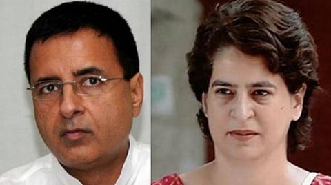 காங்கிரஸ் செய்தித் தொடர்பாளர் ரண்தீப் சுர்ஜேவாலா, (அடுத்த படம்) பிரியங்கா காந்தி