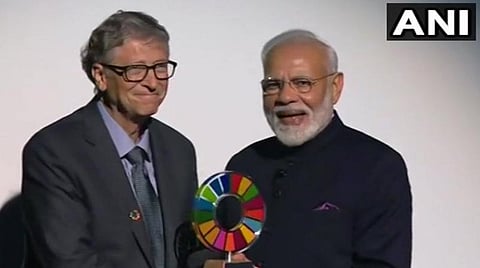 பிரதமர் மோடிக்கு குளோபல் கோல் கீப்பர் விருது வழங்கிய பில் கேட்ஸ் : படம் ஏஎன்ஐ
