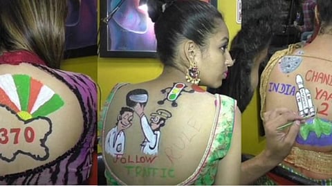 குஜராத்த்தில் நவராத்திரி: கர்பா நடனத்துக்கு தயாராகும் பெண்கள்