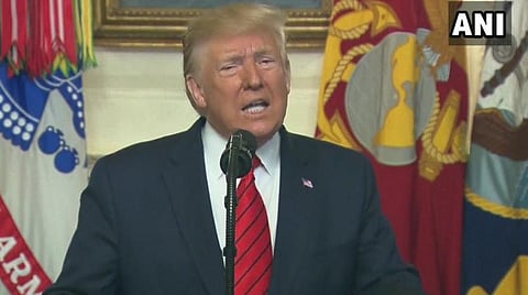 அமெரிக்க அதிபர் டொனால்ட் ட்ரம்ப் நேற்று வெள்ளை மாளிகையில் பேசிய காட்சி : படம் ஏஎன்ஐ