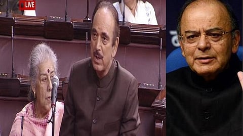 நாடாளுமன்றத்தில் இன்று (திங்கள்கிழமை) தொடங்கிய குளிர்காலக் கூட்டத் தொடரில் அருண்ஜேட்லிக்கு அஞ்சலிசெலுத்தும் குலாம் நபி ஆசாத் | படம்: ஏஎன்ஐ