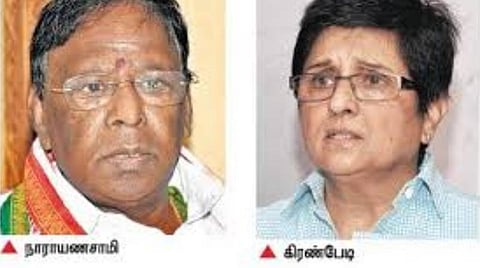 அரசு இடத்தில் கருணாநிதி சிலை வைக்க முடியாது என கிரண்பேடி வாதம்: உச்ச நீதிமன்றத்தை நாடுவோம் என நாராயணசாமி தகவல்