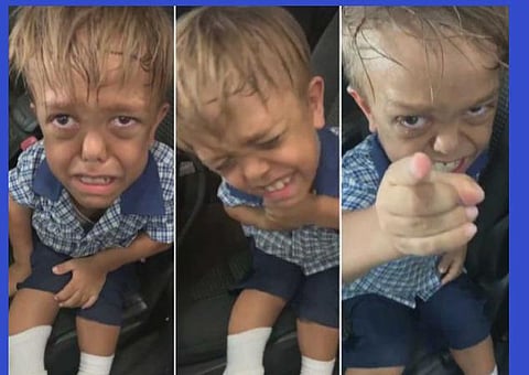 சிறுவன் குவாடன் பேலஸ் கண்ணீர் விட்டு அழுத காட்சி : படம் உதவி ட்விட்டர்