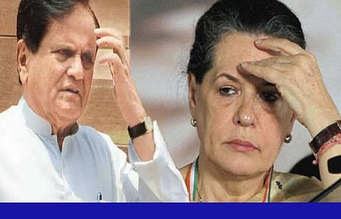 காங்கிரஸ் தலைவர் சோனியா காந்தி, குஜராத் காங்கிரஸ் மூத்த தலைவர் அகமது படேல் : கோப்புப்படம்
