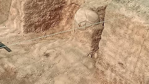 கீழடி 6-ம் கட்ட அகழாய்வு: கொந்தகை கிராமத்தில் அமர்ந்த நிலையில் எலும்புக்கூடு கண்டெடுப்பு