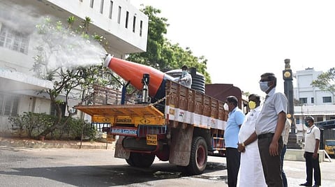 ஈரோட்டில் கரோனா வைரஸ் தொற்றை தடுக்க ரூ.3.50 லட்சம் மதிப்பில் வாங்கப்பட்ட நவீன கிருமி நாசினி தெளிப்பான்