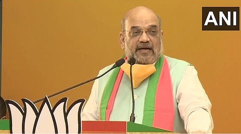 டெல்லியில் காணொலி மூலம் உள்துறை அமைச்சர் அமித் ஷா பேசிய காட்சி : படம் ஏஎன்ஐ