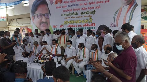 செய்தியாளர்கள் சந்திப்பில் கே.எஸ்.அழகிரி