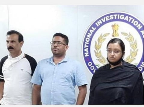 என்ஐஏ அமைப்பால் கைது செய்யப்பட்ட ஸ்வப்னா சுரேஷ், சரித், சந்தீப் நாயர் : கோப்புப்படம்