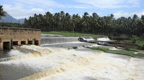 குமரியில் கனமழையால் ஆறு, கால்வாய்களில் வெள்ளப்பெருக்கு; அணைகள் மூடப்பட்டன- நெற்பயிர்கள் மழைநீரில் மூழ்கியதால் அறுவடைப் பணி பாதிப்பு