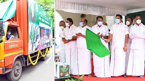 அம்மா நகரும் நியாயவிலைக் கடைகளைத் தொடங்கி வைத்தார் முதல்வர் பழனிசாமி.