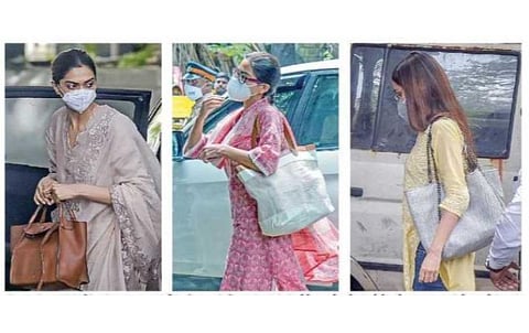 நடிகர் சுஷாந்த் சிங் மர்ம மரண வழக்கில், போதைப் பொருள் தடுப்புப் பிரிவு அதிகாரிகள் தீவிர விசாரணை நடத்தி வருகின்றனர். விசாரணையில் ஆஜராக, மும்பையில் உள்ள போதைப் பொருள் தடுப்புப் பிரிவு அலுவலகத்துக்கு தீபிகா படுகோன், சாரா அலி கான், ஷிரதா கபூர் ஆகியோர் நேற்று வந்தனர்.படங்கள்: பிடிஐ / ஏஎப்பி