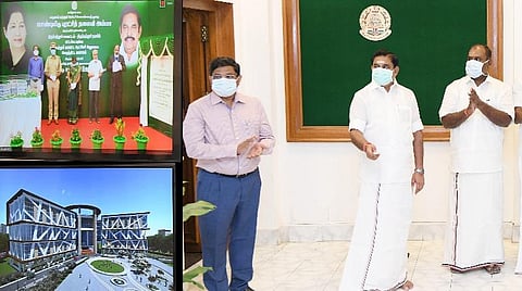 காணொலிக் காட்சி மூலம் அடிக்கல் நாட்டிய முதல்வர் பழனிசாமி.