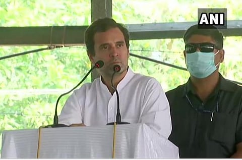 மோகா நகரில் நடந்த கூட்டத்தில் காங்கிரஸ் எம்.பி. ராகுல் காந்தி பேசிய காட்சி : ஏஎன்ஐ