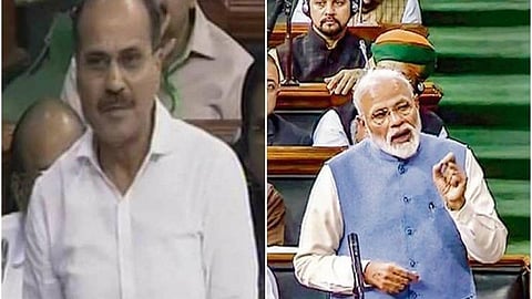 காங்கிரஸ் எதிர்க்கட்சித் தலைவர் ஆதிர் ரஞ்சன் சவுத்ரி, பிரதமர் மோடி: கோப்புப் படம்.