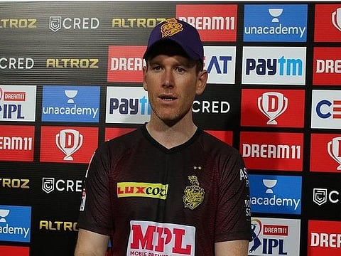 கொல்கத்தா நைட் ரைடர்ஸ் அணியின் கேப்டன் மோர்கன் : படம் | ஏஎன்ஐ.