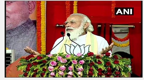 பிஹார் மாநிலம் சசாரம் நகரில் பிரதமர் மோடி தேர்தல் பிரச்சாரத்தில் ஈடுபட்ட காட்சி : படம் ஏஎன்ஐ