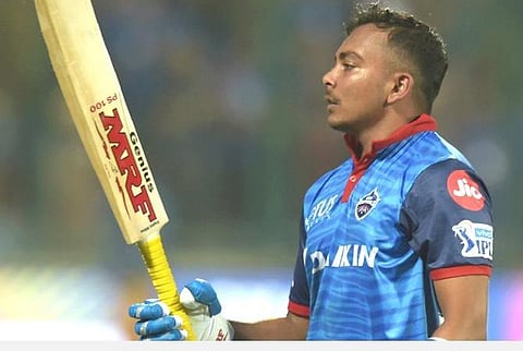 டெல்லி கேபிடல்ஸ் அணி வீரர் பிரித்வி ஷா : கோப்புப்படம்