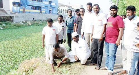 பாளையங்கால்வாய் கரையில் பனை விதைகளை விதைக்கும் நிகழ்ச்சி நடைபெற்றது. படம்: மு.லெட்சுமி அருண்