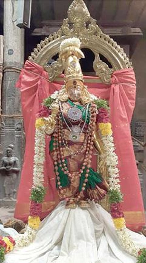 திருநெல்வேலி நெல்லையப்பர் காந்திமதி அம்மன் கோயில் ஐப்பசி திருக்கல்யாண திருவிழாவில் 3-ம் நாளான நேற்று அம்மனுக்கு சிறப்பு அலங்காரம் செய்யப்பட்டு, வழிபாடுகள் நடைபெற்றன. படம்: மு.லெட்சுமி அருண்