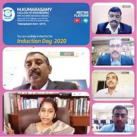 கரூர் எம்.குமாரசாமி பொறியியல் கல்லூரியில் முதலாமாண்டு மாணவர்களுக்கு இணையவழி வகுப்பு தொடக்க விழா