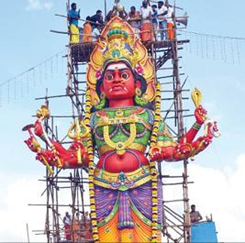 செஞ்சி அருகே சத்தியமங்கலத்தில் நடைபெற்ற ராஜகாளியம்மன் கோயில் கும்பாபிஷேகம் .