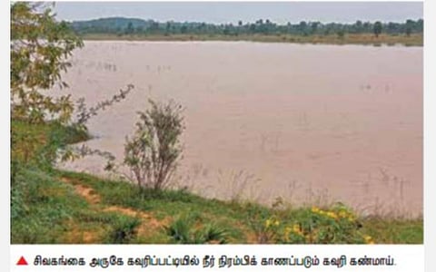 சிவகங்கை அருகே மடை இல்லாததால் கண்மாய் நிரம்பியும் கருகும் நெற்பயிர்கள்