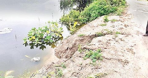 பலவீனமாக உள்ள கண்ணணூர் ஏரிக்கரை.