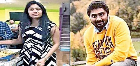 விசா வாங்கித் தருவதாக மாணவர்களிடம் ரூ.10 கோடிக்கு மேல் மோசடி செய்த ஆந்திராவைச் சேர்ந்த பிரணிதா, அவரது கணவர் சுனில்.