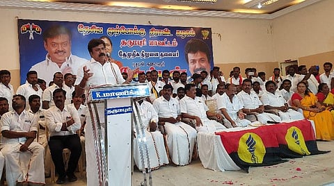 தருமபுரியில் நடந்த தேமுதிக தேர்தல் செயல்வீரர்கள் ஆலோசனைக் கூட்டத்தில் எல்.கே.சுதீஷ் பேசினார்.